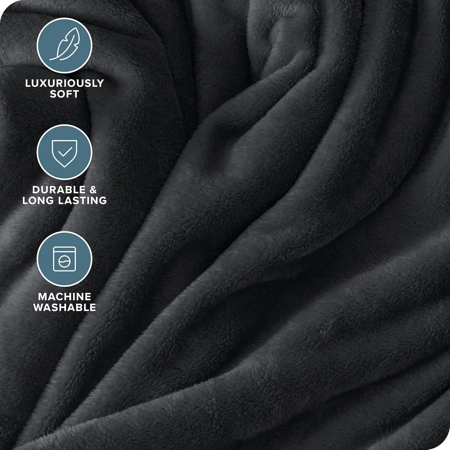 Bare Home Fleece Blanket - Extra Long - Black - Lightweight Throw for Bed, Sofa, Couch, Movie Night, Camping, and Travel - Microplush - Ultra Soft Warm Blanket (Twin/Twin XL, Black)