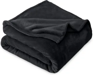 Bare Home Fleece Blanket - Extra Long - Black - Lightweight Throw for Bed, Sofa, Couch, Movie Night, Camping, and Travel - Microplush - Ultra Soft Warm Blanket (Twin/Twin XL, Black)