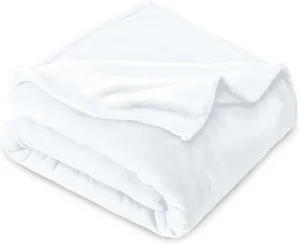 Bare Home Fleece Microplush Blanket - Full/Queen - Lightweight Throw for Bed, Sofa, Couch, Movie Night, Camping, and Travel - Cabin Blanket (Full/Queen, White)