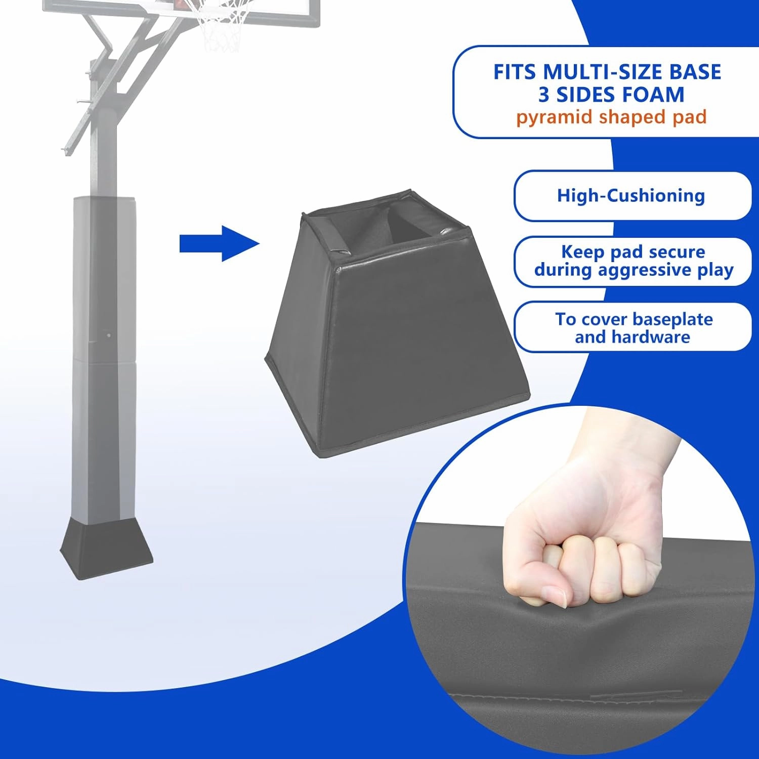 Base Padding Basketball Square Base Pads Heavy Duty Base Padding Square Pad Outdoor Fits 4"x4", 5"x5", 6"x6",6"x8", 8"x8" Bases Waterproof UV-Resistant Durable Protection Pad