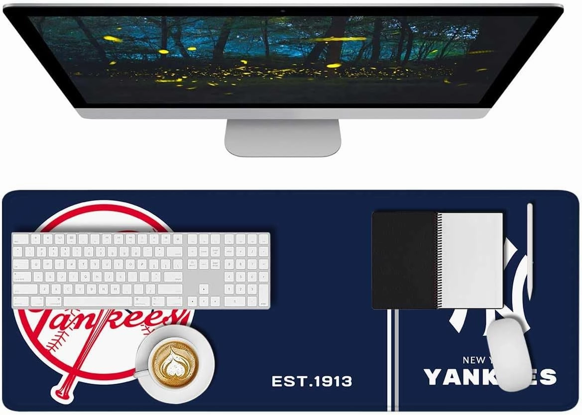Baseball Mouse Pad Extended Large Gaming Desk Pad 31.5 x 11.8 Inch, XL Mousepad Topographic Mouse Pad with Anti-Slip Rubber Base for New York Home Office