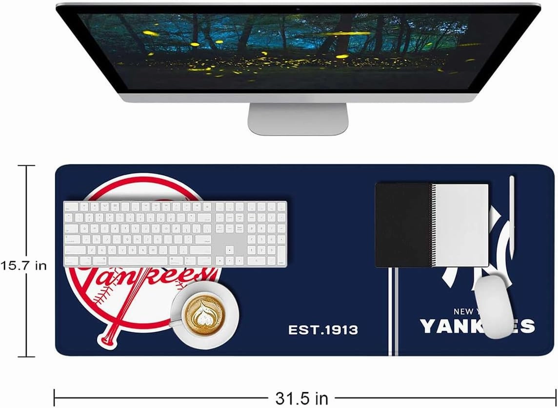 Baseball Mouse Pad Extended Large Gaming Desk Pad 31.5 x 11.8 Inch, XL Mousepad Topographic Mouse Pad with Anti-Slip Rubber Base for New York Home Office