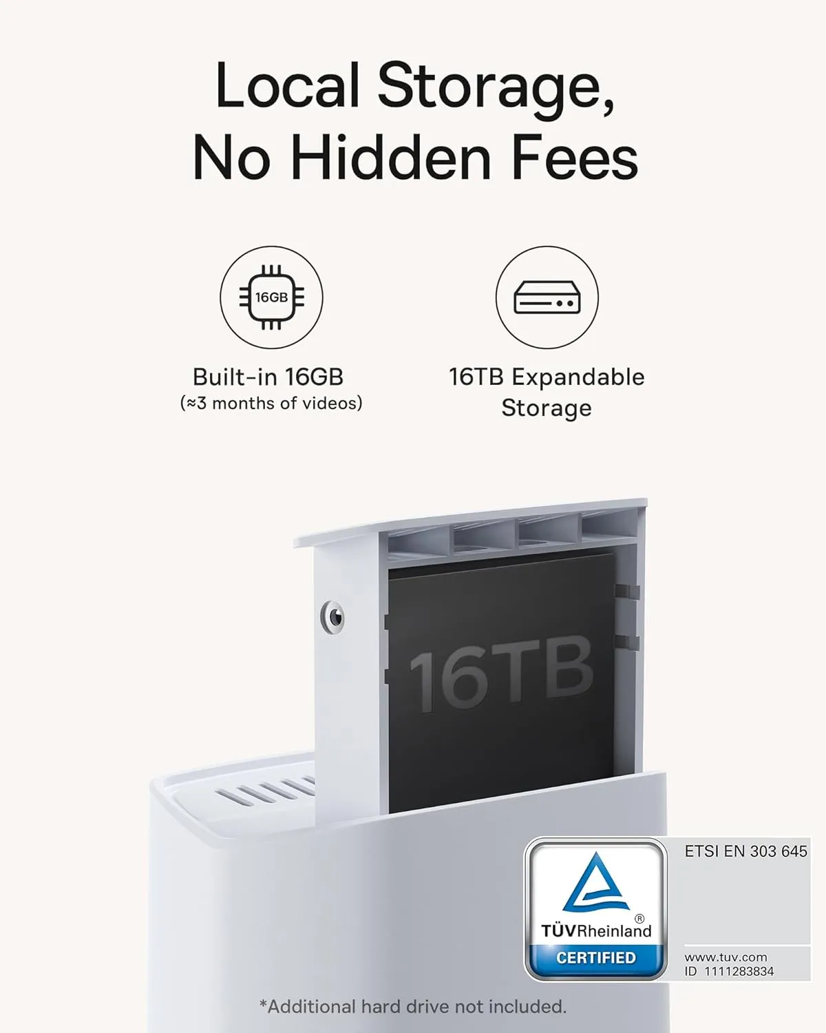 Baseus Wireless Cameras for Home Security, N1 2-Cam Kit with True 2K Clarity, No Monthly Fee, 16TB Expandable Local Storage, 210-Day Battery Life, Spotlight & Alarm, Works with Alexa and Google Home