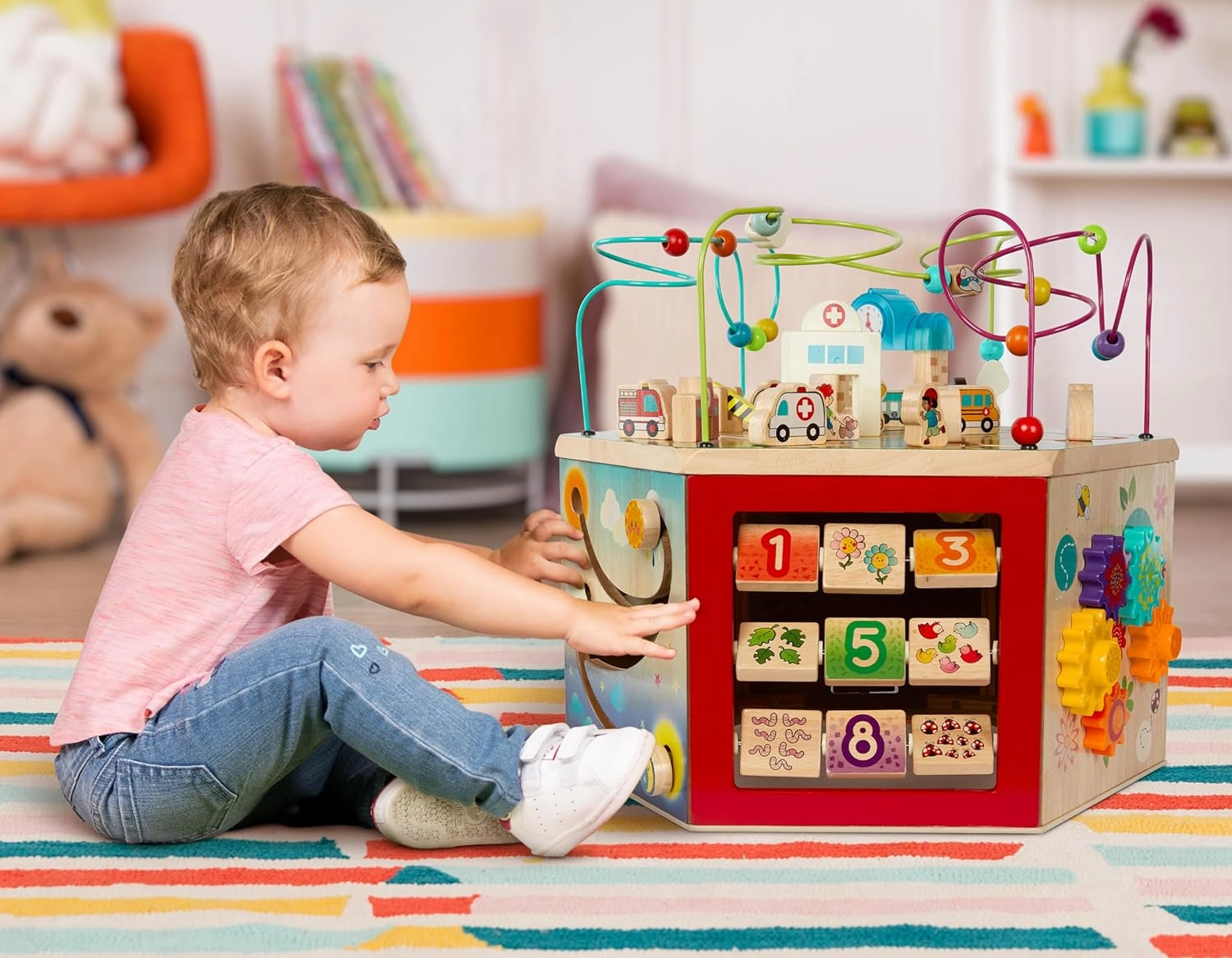 Battat – Wooden Activity Cube – City-Themed Activity Center – Educational Toys- Wooden Toys For Toddlers And Kids- 1 year  