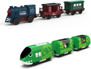 Battery Operated Locomotive Train Set for Wooden Tracks, Magnetic Train Toys Compatible with Brio, Thomas & Friends, Chuggingtion