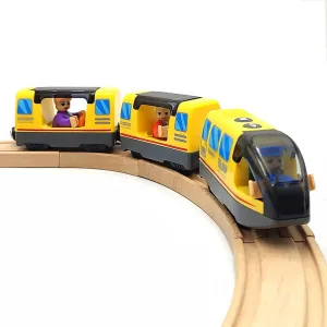 Battery Operated Train for Wooden Train Track Set Toys for 3 4 5 Year Old Boys Kids Action Locomotive Train Magnetic Connection (without Battery) (Yellow)