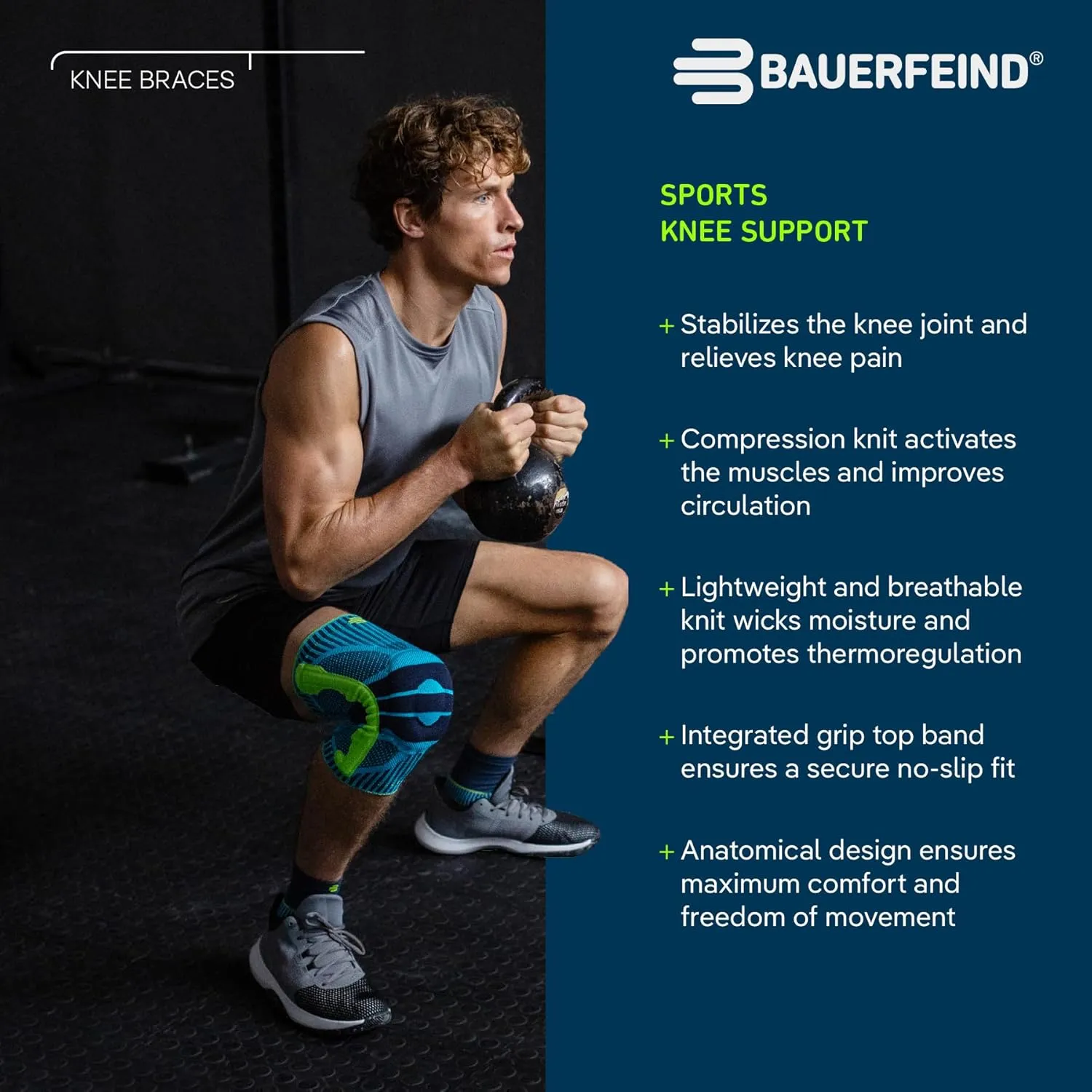 Bauerfeind Sports Knee Support - Knee Brace for Pain Relief and Stabilization - Patellar Knee Pad for Enhanced Support - Targeted Compression - Lightweight & Durable