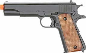 BBTac 1911 Airsoft Spring Pistol Airsoft Gun M21 High FPS with Working Hammer and Safety Grip Wood Color