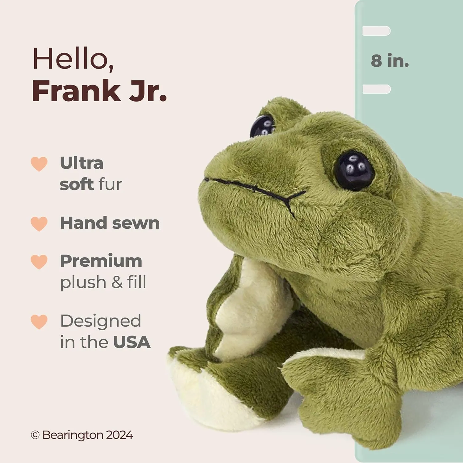 Bearington Frank Jr. Plush Stuffed Animal Frog 8 inches, Green Soft Plush