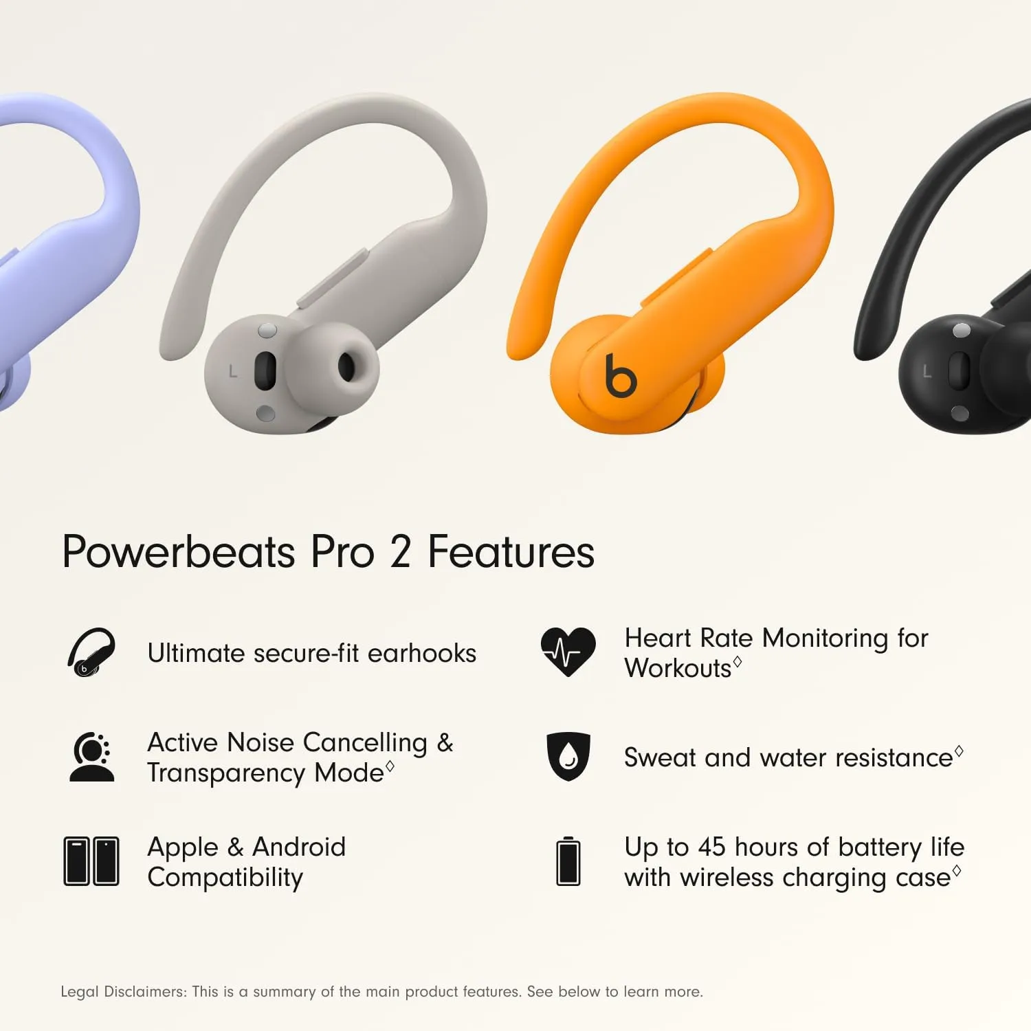 Beats Powerbeats Pro 2 Wireless Bluetooth Earbuds - Noise Cancelling, Heart Rate Monitor, IPX4, Up to 45H Battery & Charging Case, Works with Apple & Android - Electric Orange (Renewed)