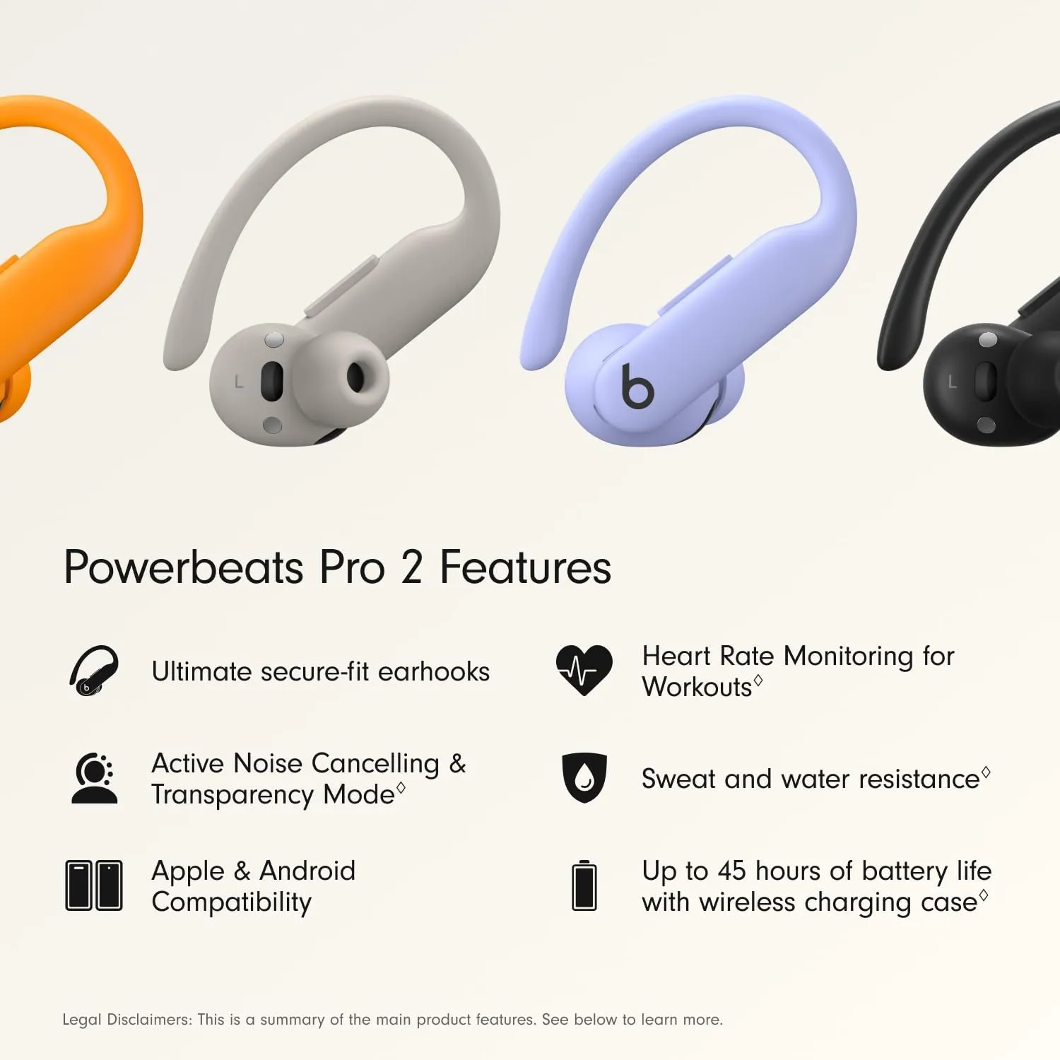 Beats Powerbeats Pro 2 Wireless Bluetooth Earbuds - Noise Cancelling, Heart Rate Monitor, IPX4, Up to 45H Battery & Charging Case, Works with Apple & Android - Hyper Purple (Renewed)