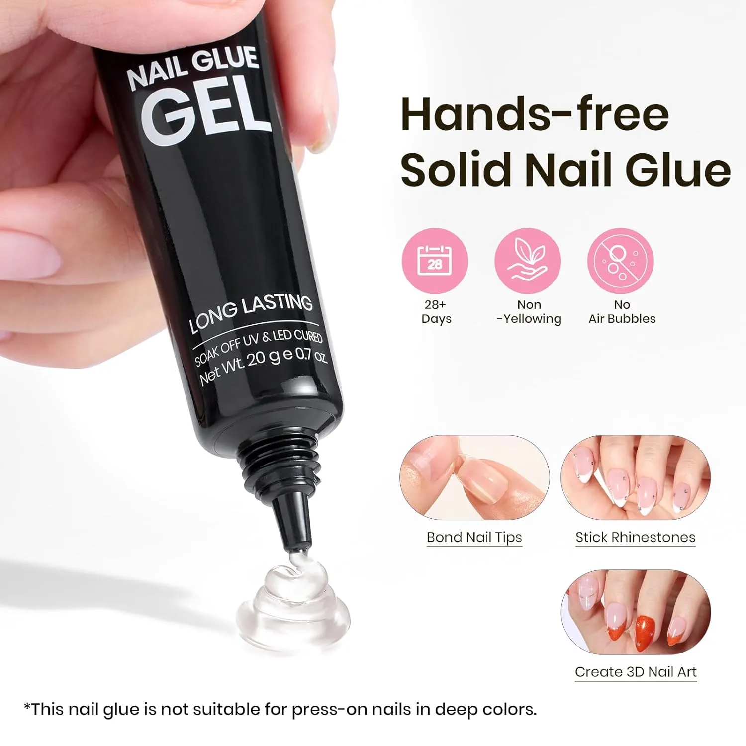 Beetles Tipex Instant Apex Nail Tips Kit, Almond Short 224Pcs 16 Sizes Pre-Building & Pre-Etched Thicker Acrylic Nails False Nail Extension with Tipex Nail Glue Mini Nail Lamp for Flat Nails