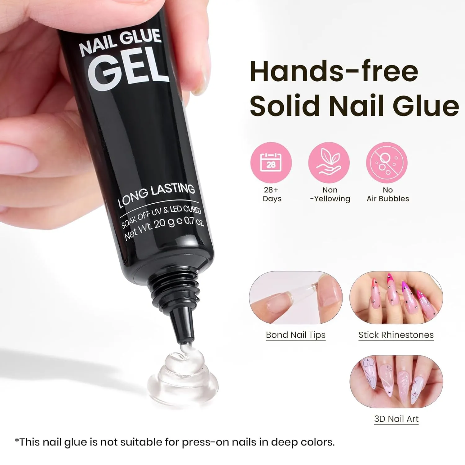 Beetles Tipex Instant Apex Nail Tips Kit, Long Stiletto 224Pcs 16 Sizes Pre-Building & Pre-Etched Thicker Acrylic Nails False Nail Extension with Tipex Nail Glue Mini Nail Lamp for Flat Nails