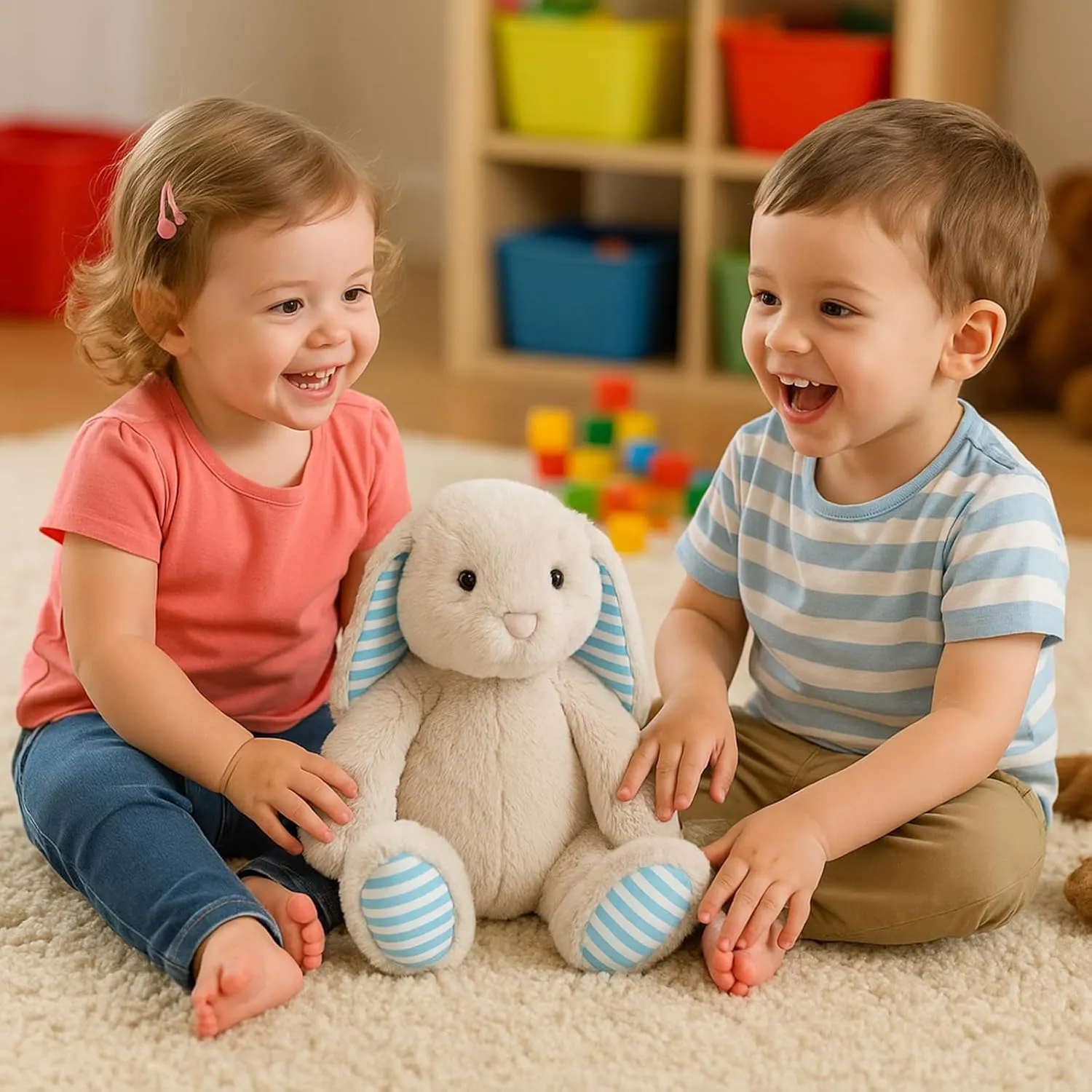 Beige Cream Bunny Rabbit Stuffed Animals Plush Toys for Kids Girls Boys Baby Birthday Bedtime Gift,17.7 inches