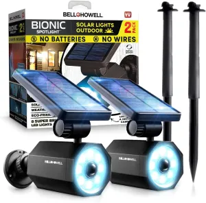 Bell Howell Bionic Spotlight LED Solar Lights Solar-Powered Spot Light with 25 Feet Motion Sensor Outdoor Waterproof Frost Resistant Yard Outdoor Lighting As Seen On TV (Original, Set of 2)