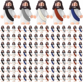 Bememo 100 Pcs Jesus Toys Original Design Mini Rubber Little Jesus Figurine to Hide and Seek Religious Party Favors Sunday School Craft Baptism Gifts for Easter Egg Stuffers (Dark Color)