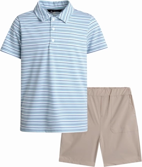 Ben Sherman Boys' Shorts Set - 2 Piece Breathable Short Sleeve Polo Shirt and Casual Shorts for Boys (Sizes: 8-14)