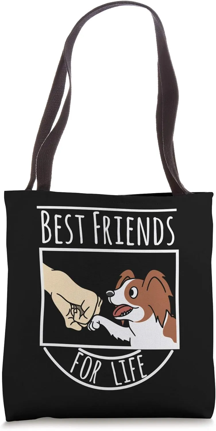 Best Friends Papillon Dog Tote Bag