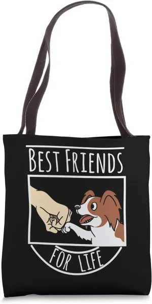 Best Friends Papillon Dog Tote Bag