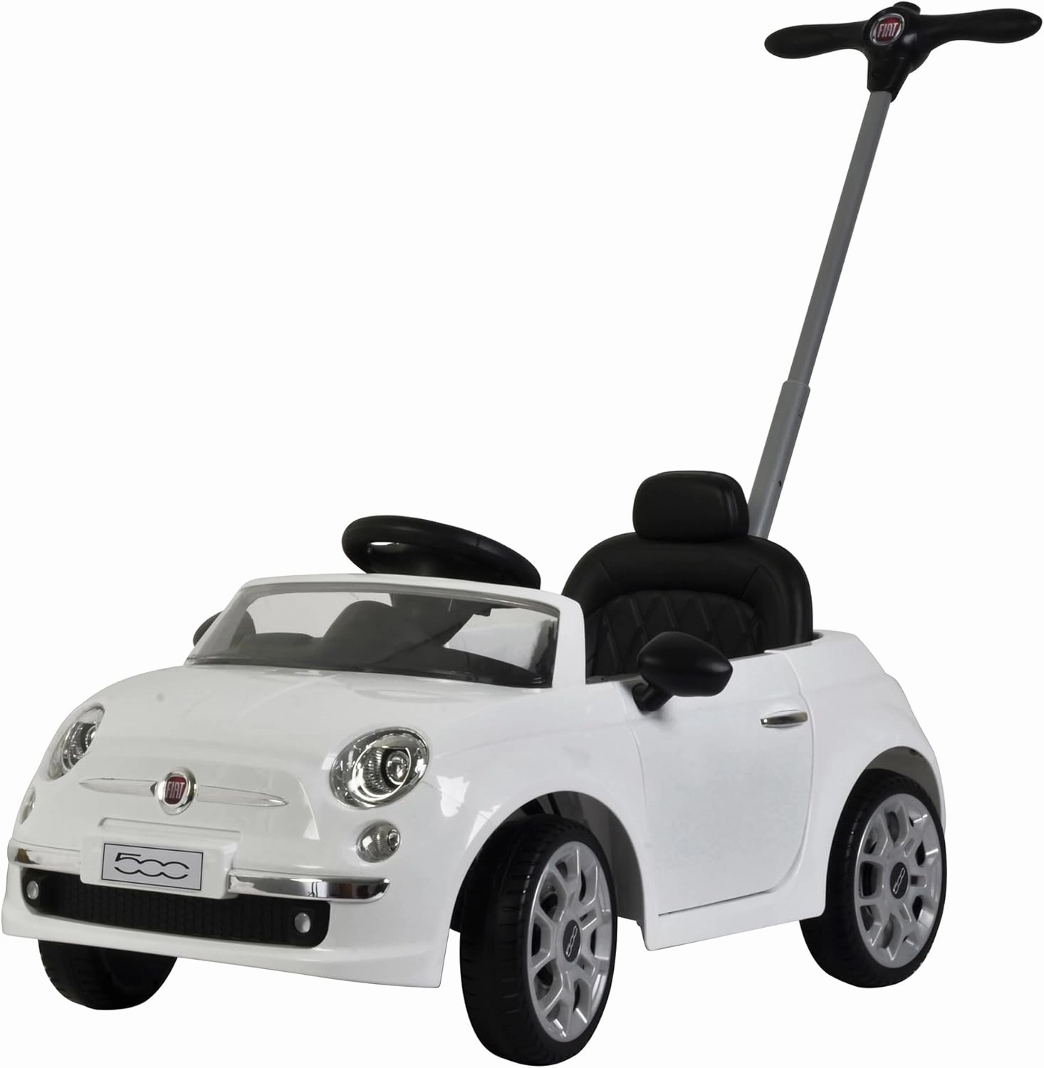 Best Ride On Cars Fiat 500 Ride On Push Toy Baby Car Stroller for Toddlers 1 to 3 Years Old with Music, Horn Sounds, and Handle, White.