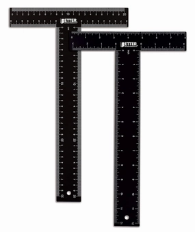Better Office Products T Square (2 Pack) T Ruler, 12 inch Metal Carbon Steel Ruler, Double Sided Standard & Metric Laser Printed, Drafting Ruler, Architect Ruler, Set Square Companion Ruler, Black