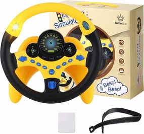 BETTERLINE Toy Wheel for Kids, Driving Simulation with Lights and Sounds, Pretend Driving Toy for Boys and Girls, Kids Interactive Toys