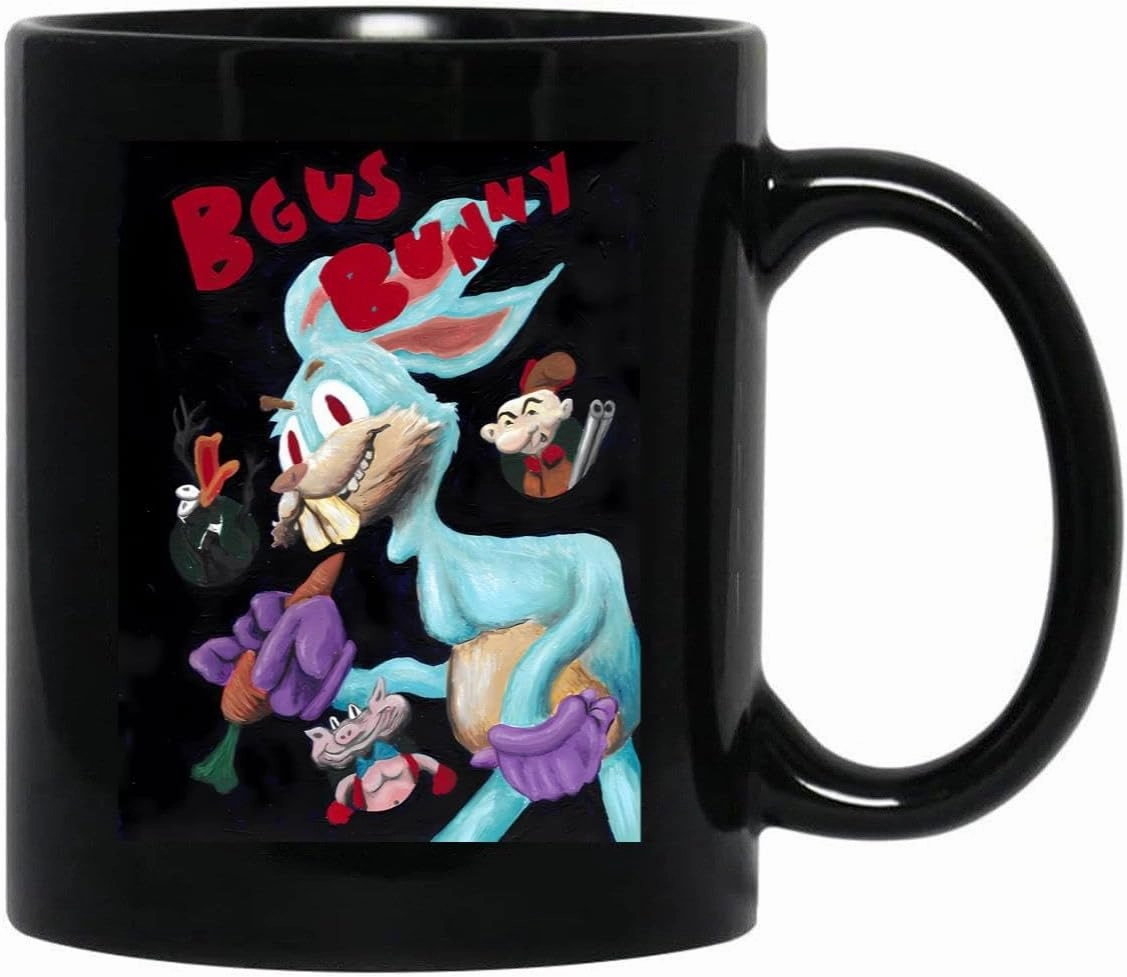 Bgus Bunny Black Coffee Mug, Gift Coffee Mug