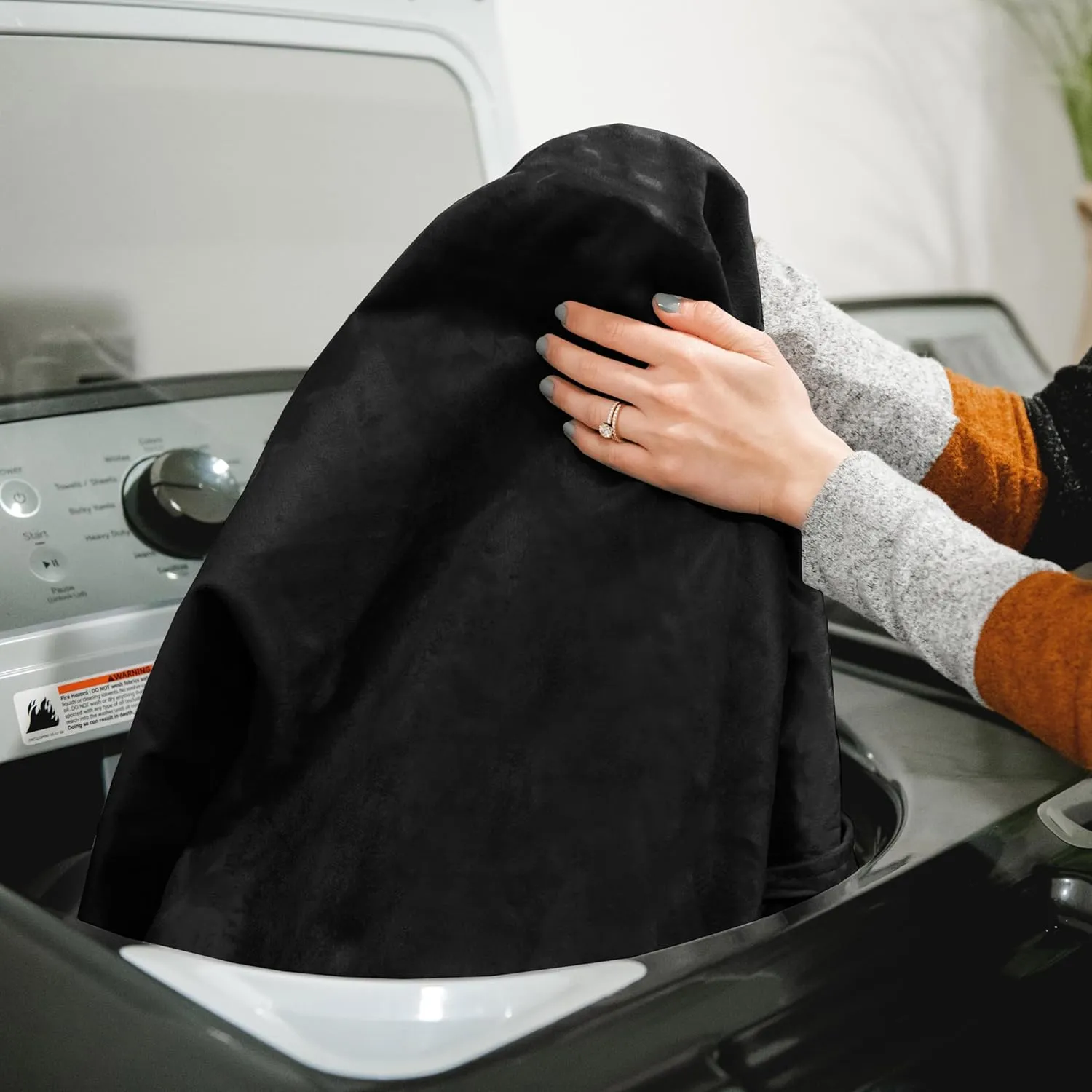 Big Joe Fuf Large Cover Only Machine Washable, Black Plush, Soft Polyester
