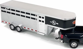 Big Country Toys - Sundowner Horse Trailer with Gooseneck Trailer Hitch for Farm Toys & Toy Trucks with Working Rear and Side Doors 1:20 Scale