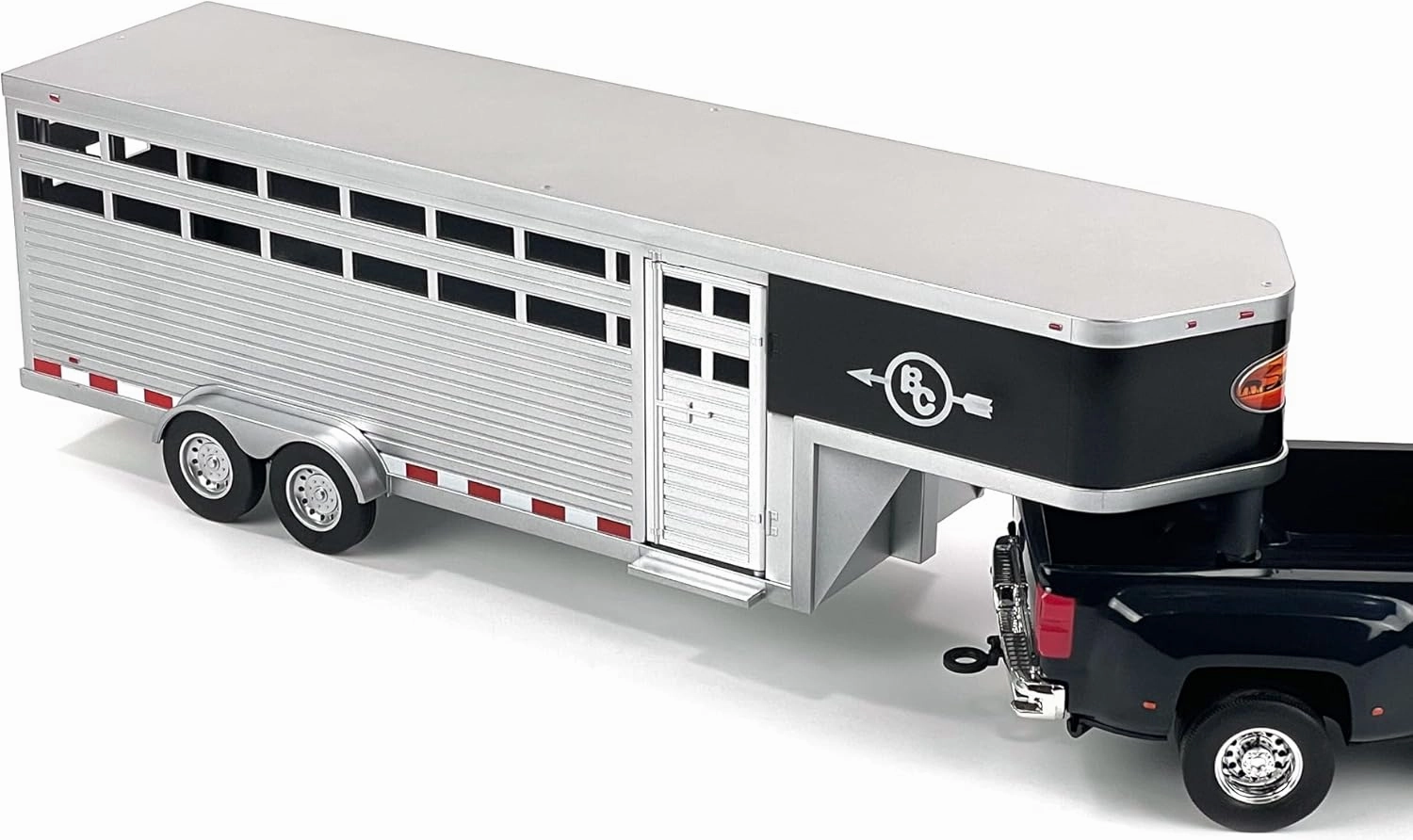 Big Country Toys - Sundowner Horse Trailer with Gooseneck Trailer Hitch for Farm Toys & Toy Trucks with Working Rear and Side Doors 1:20 Scale
