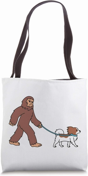 Bigfoot Sasquatch Papillon Dog Tote Bag