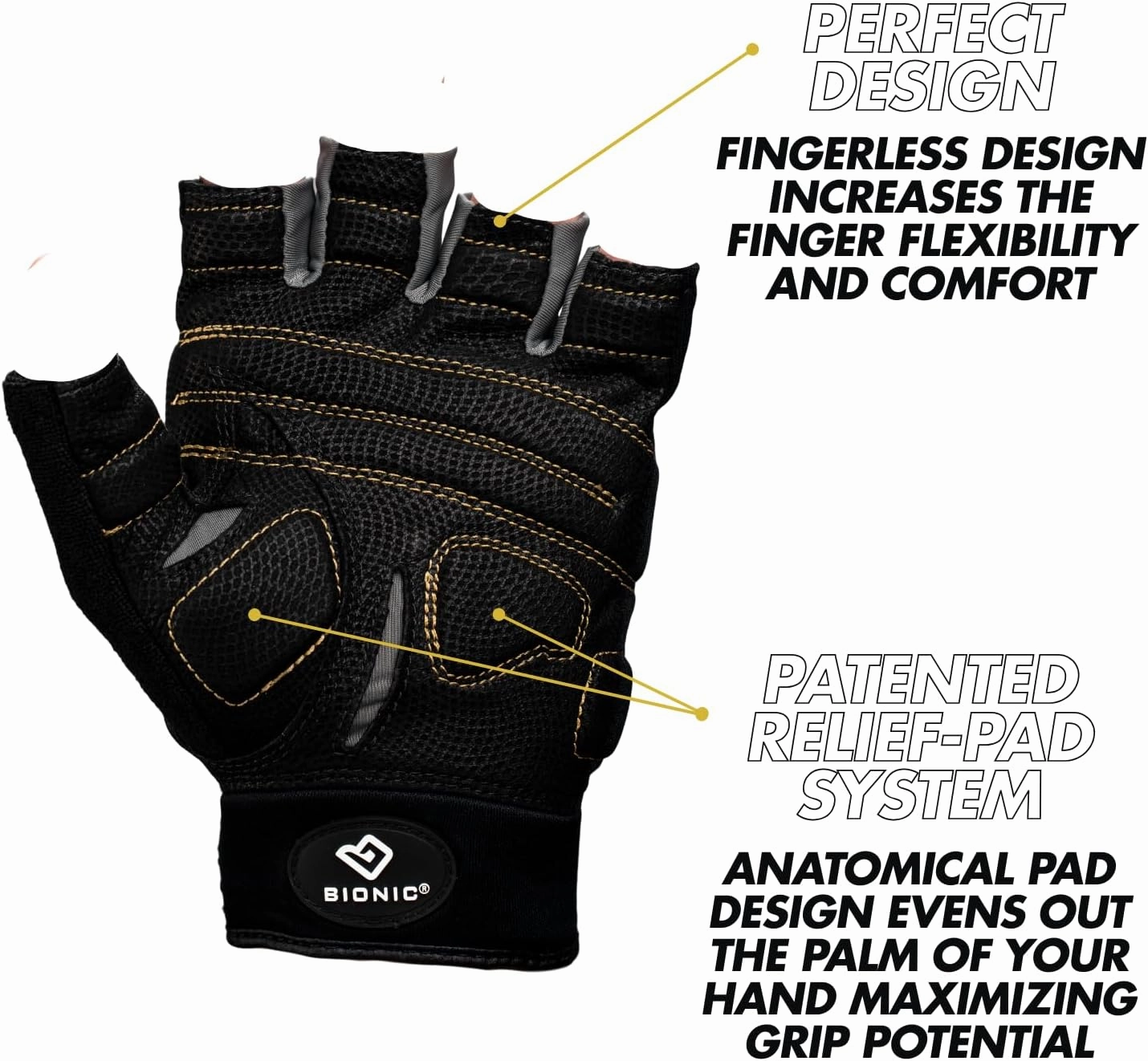 Bionic Men's Beastmode Half Finger Gym Workout Gloves