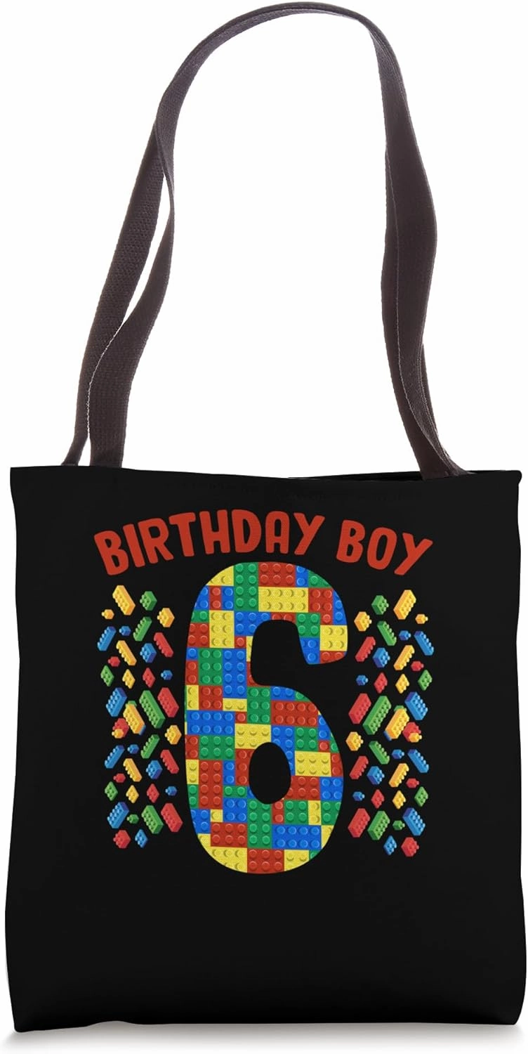 Birthday Boy 6 Toy Blocks 6 Years Old 6th Birthday Tote Bag
