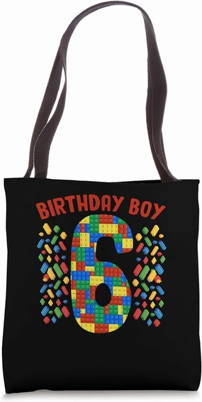 Birthday Boy 6 Toy Blocks 6 Years Old 6th Birthday Tote Bag