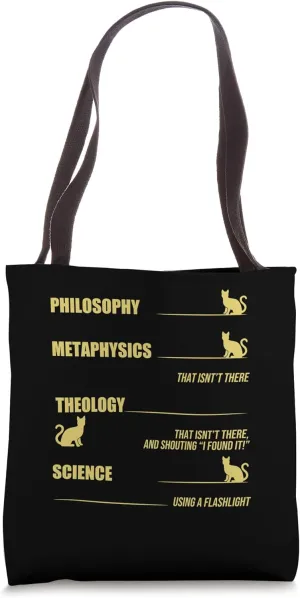 Black Cat Analogy Philosophy Metaphysics Theology Science Tote Bag