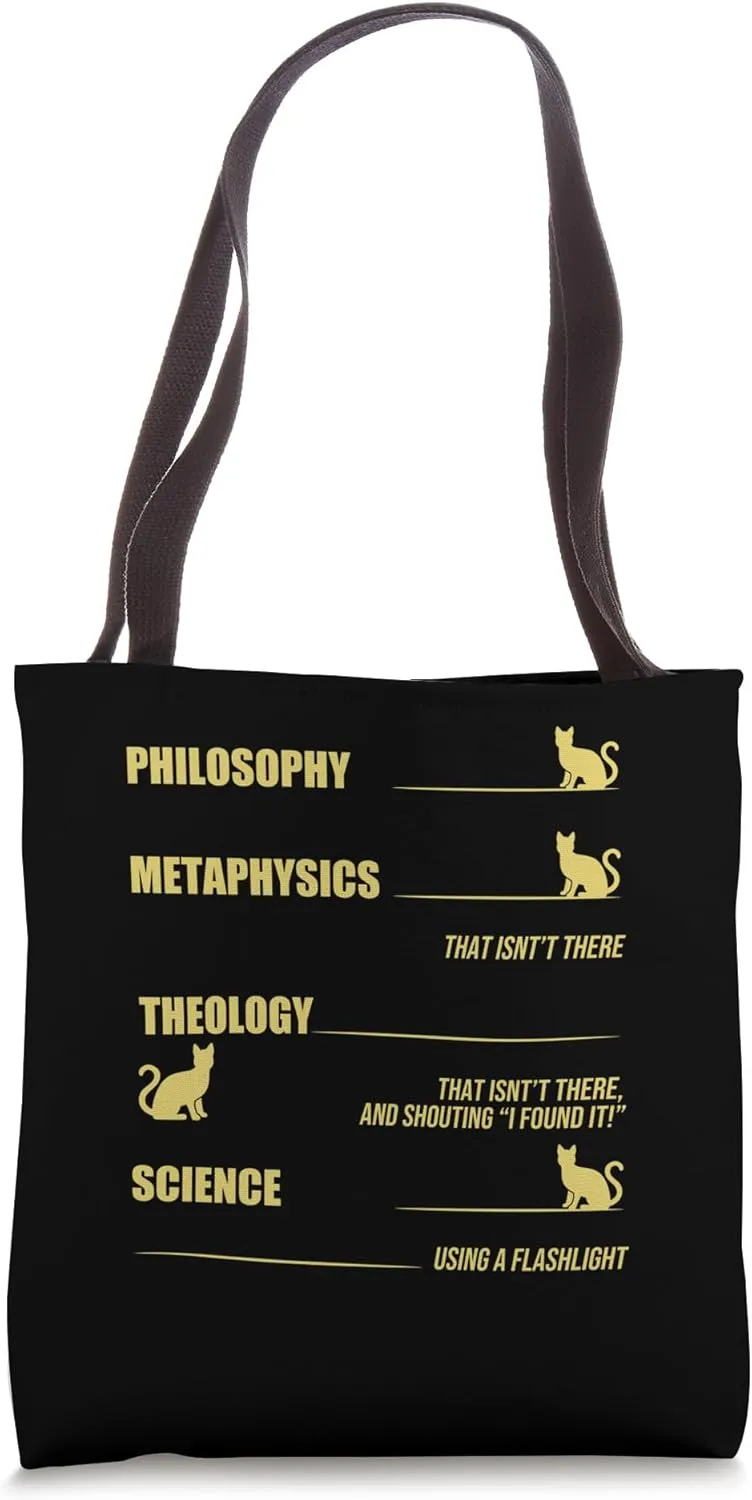 Black Cat Analogy Philosophy Metaphysics Theology Science Tote Bag