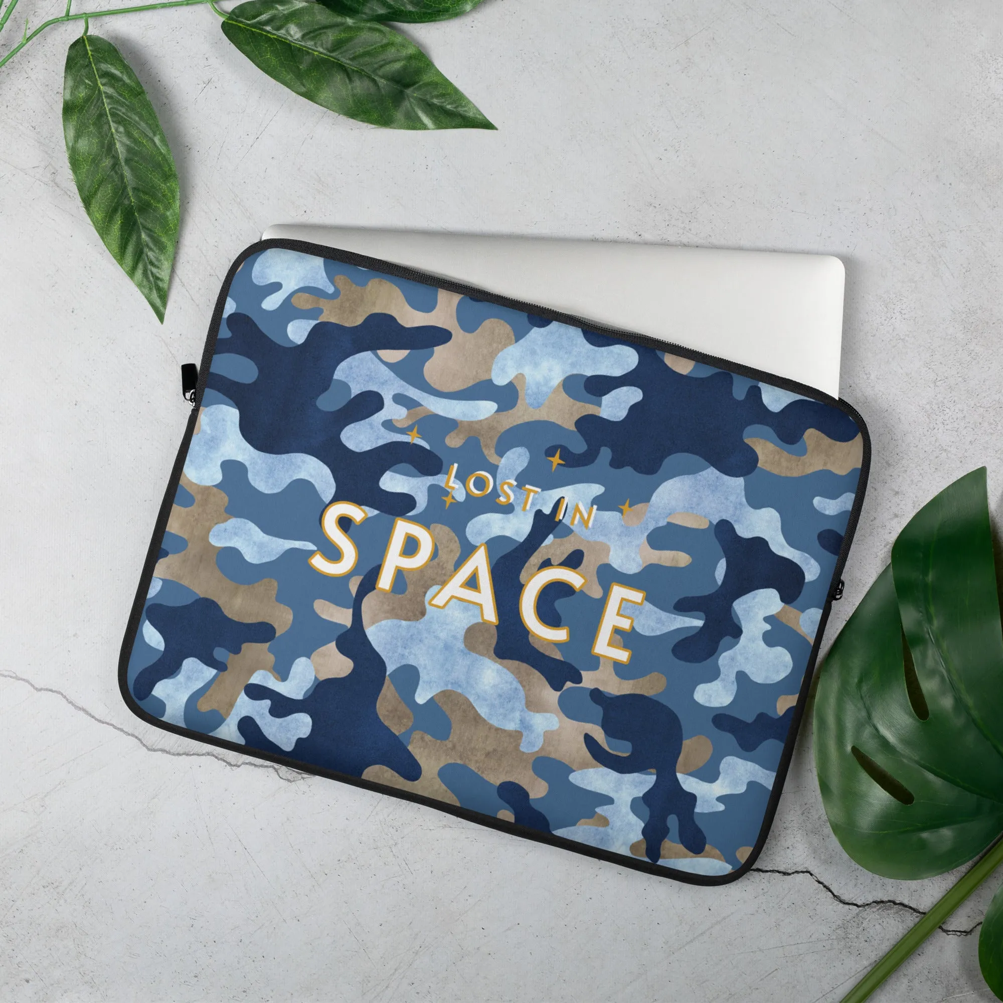 Blue Camo Lost in Space Laptop Sleeve