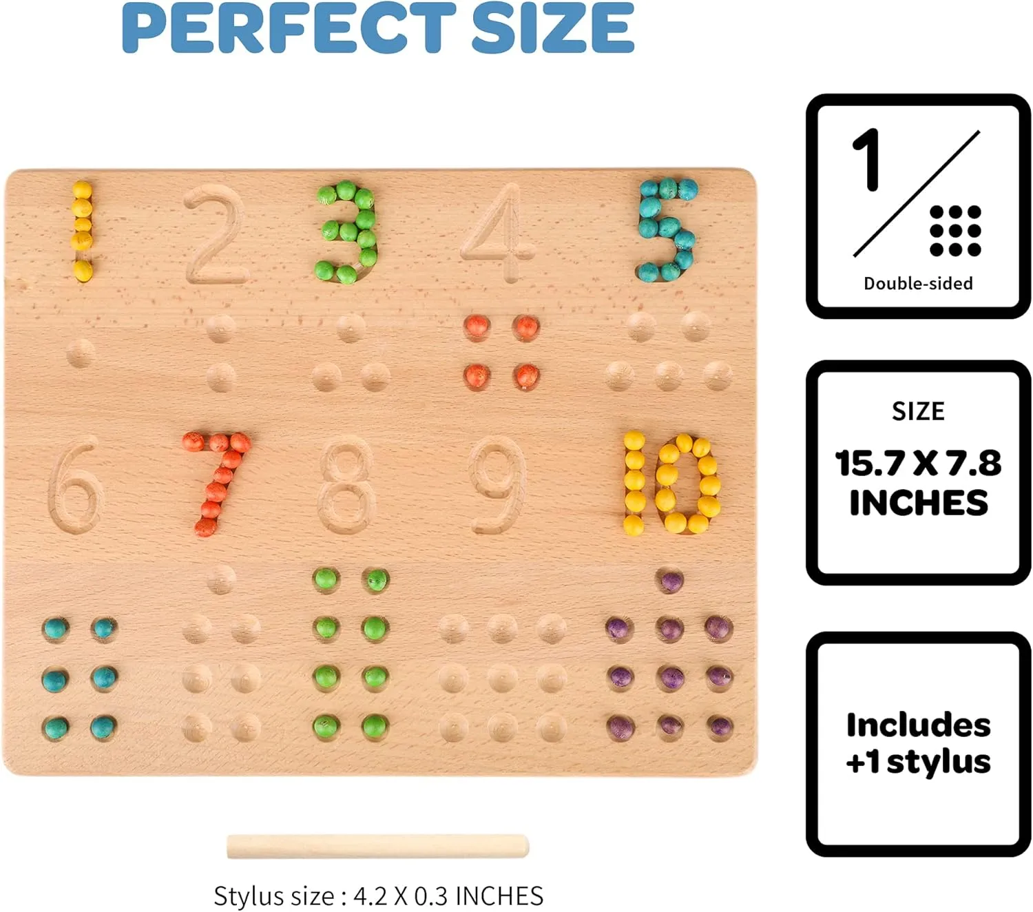 BLUE GINKGO Number Tracing Board – Double-Sided Wooden Montessori Math Board for Toddlers, STEM Learning, Sensory Play, and Preschool Number Tracing (11.5 x 9.2 Inches)