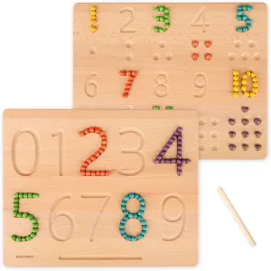 BLUE GINKGO Number Tracing Board – Double-Sided Wooden Montessori Math Board for Toddlers, STEM Learning, Sensory Play, and Preschool Number Tracing (11.5 x 9.2 Inches)