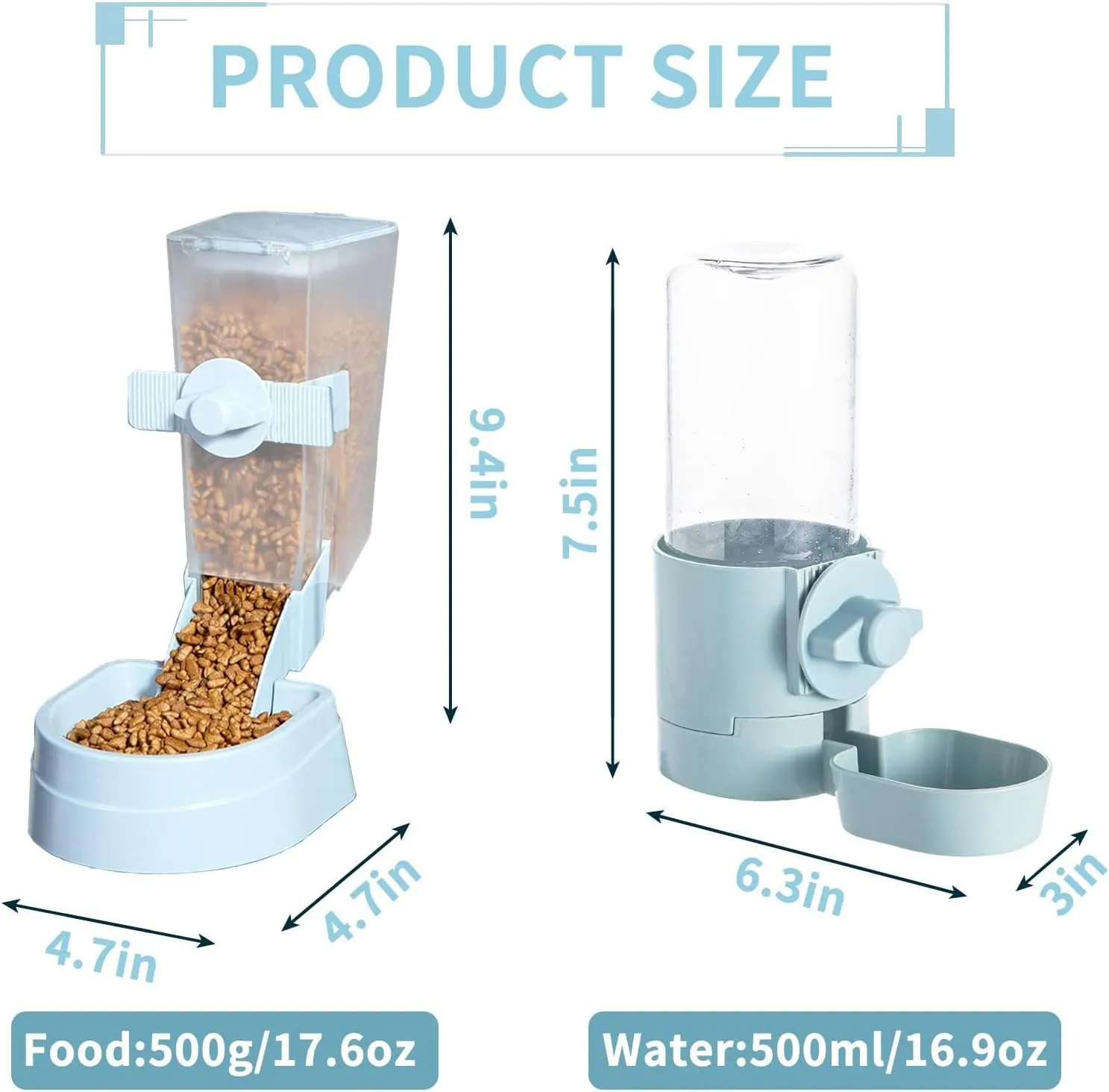 BNOSDM Rabbit Automatic Food Feeder and Water Dispenser Bunny Gravity Feeding Station Waterer Set Hanging Self-Dispensing Feeder for Ferret,Guinea Pigs Chinchillas Kittens