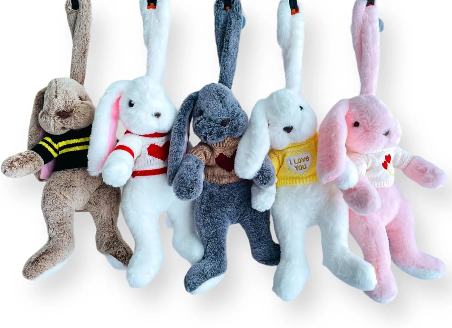 Bobo Bunny Rabbit with Sweater 16" Plush Bunny, Stuffed Animal Bunny Toy, Soft and Huggable Rabbit,Easter Bunny for Toddlers, Kids (Beige, White, Gray, Pink) (Beige)