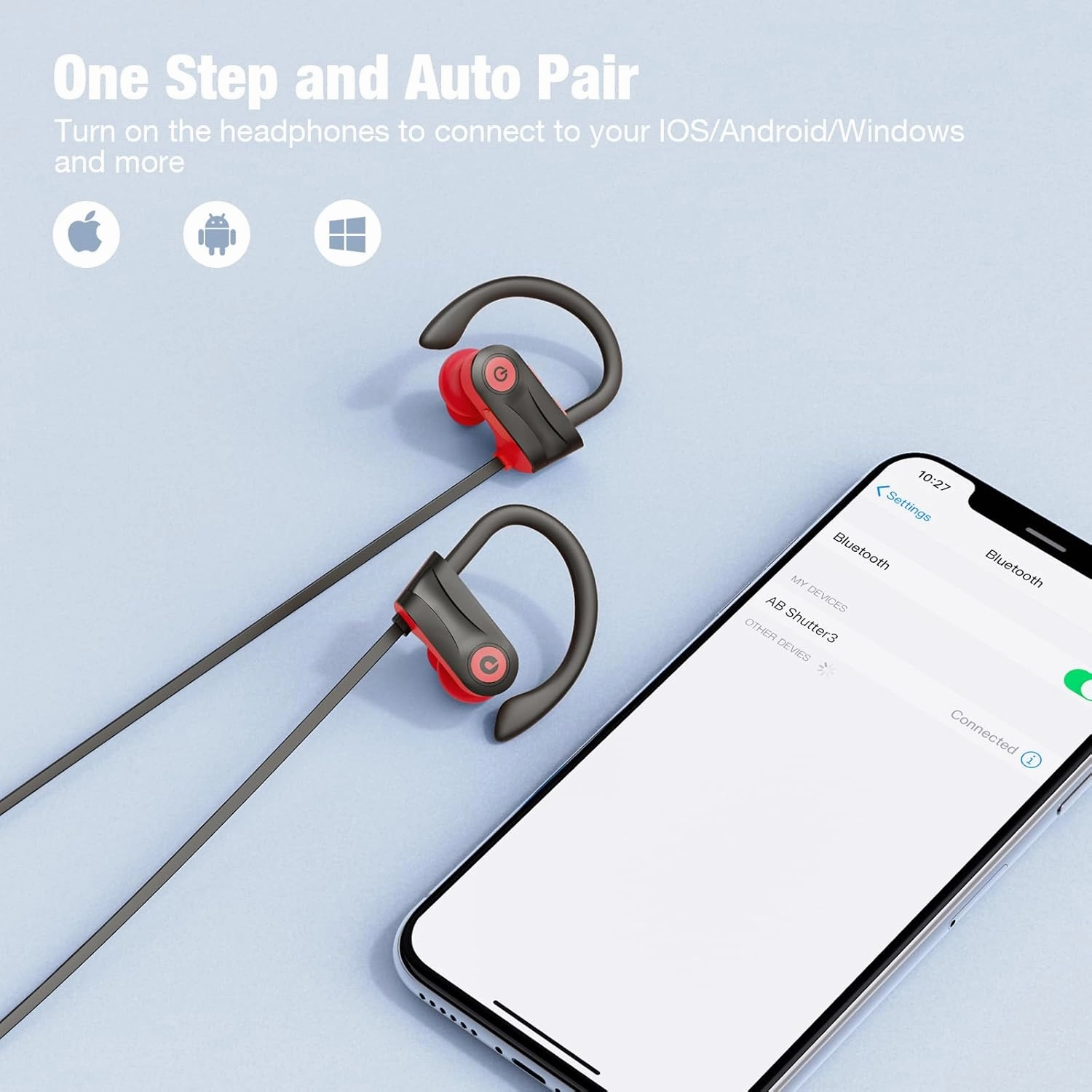 Boean Workout Headphones with Mic - Bluetooth 5.3 Technology, Stereo Sound, Deep Bass, 16 Hrs Playback, IPX7 Rating for Sports
