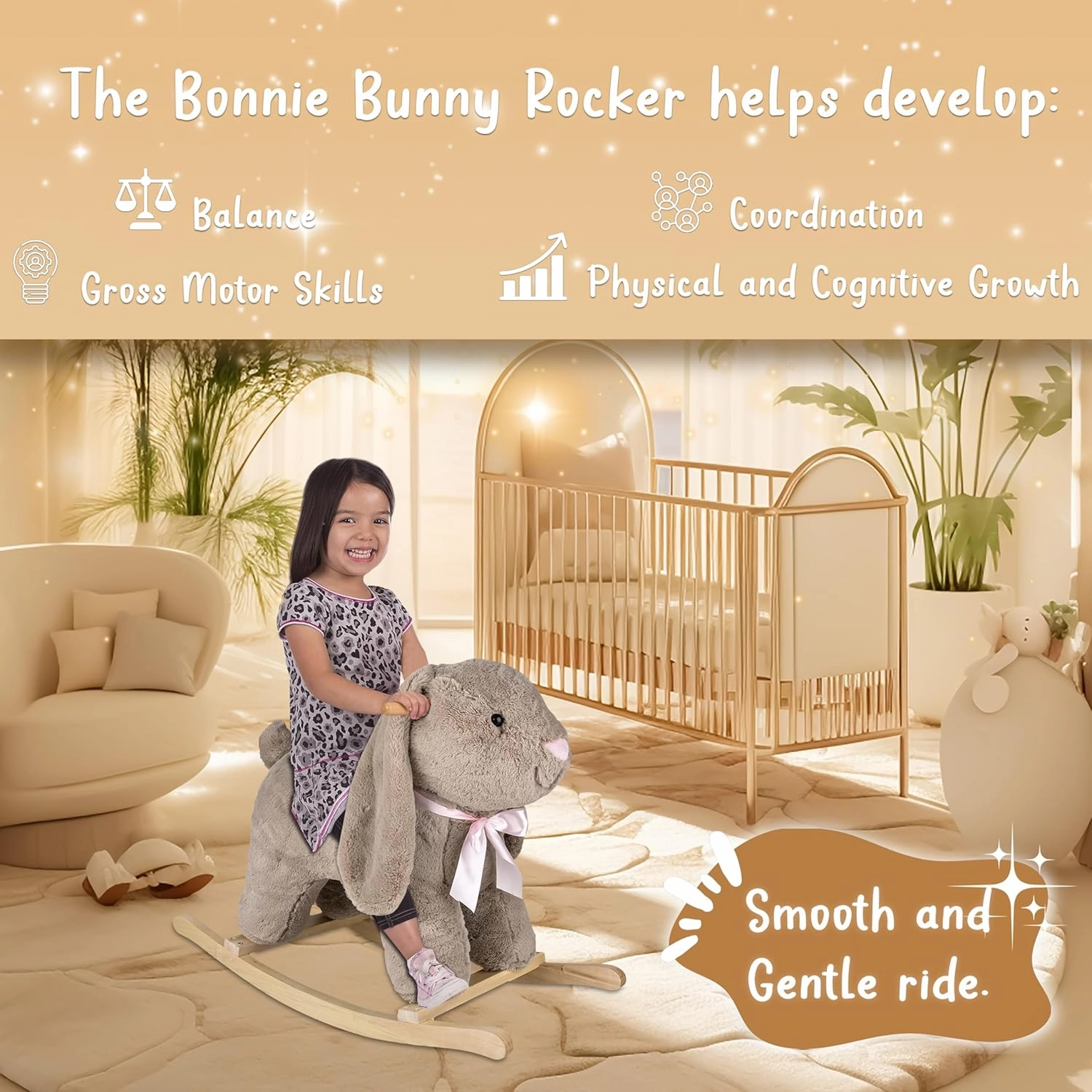 Bonnie Bunny Ride On Toy with Big Floppy Ears, Stuffed Animal Rockers for 18  Month Old Infants and Toddlers, Stuffed Rocking Animal Child Rocking Toy (Bonnie Bunny) Forest & Twelfth