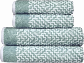 Botanical Zigzag Bath Towel, Light Brown, 100% Cotton