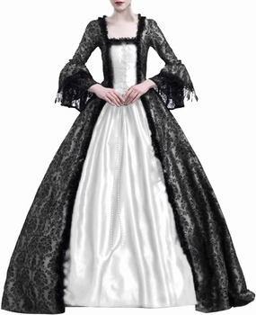 BOXIACEY 1800s Dress for Women Ball Gown Gothic Victorian Costume Medieval Renaissance Dress Halloween Cosplay Costume