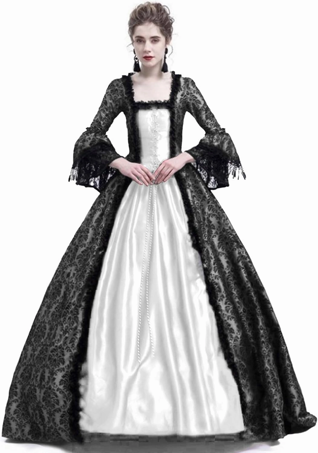 BOXIACEY 1800s Dress for Women Ball Gown Gothic Victorian Costume Medieval Renaissance Dress Halloween Cosplay Costume