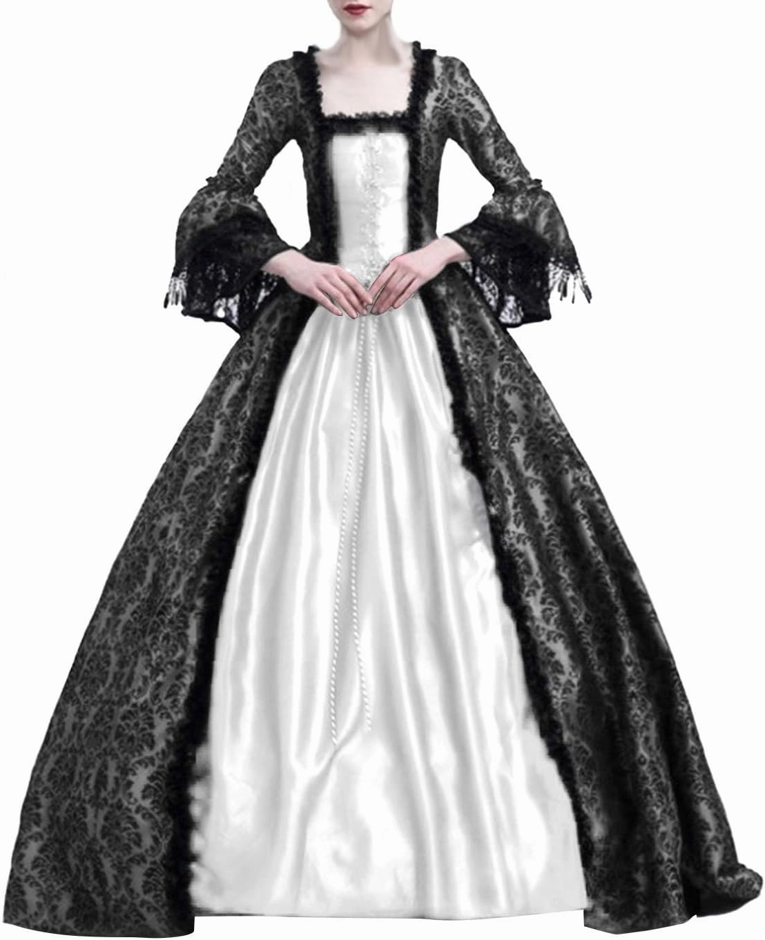 BOXIACEY 1800s Dress for Women Ball Gown Gothic Victorian Costume Medieval Renaissance Dress Halloween Cosplay Costume