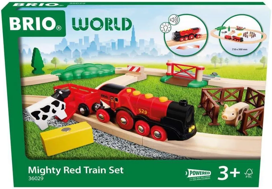 BRIO World - 36029 Mighty Red Train Set | Toy Train Set for Kids Aged 3 Years Up