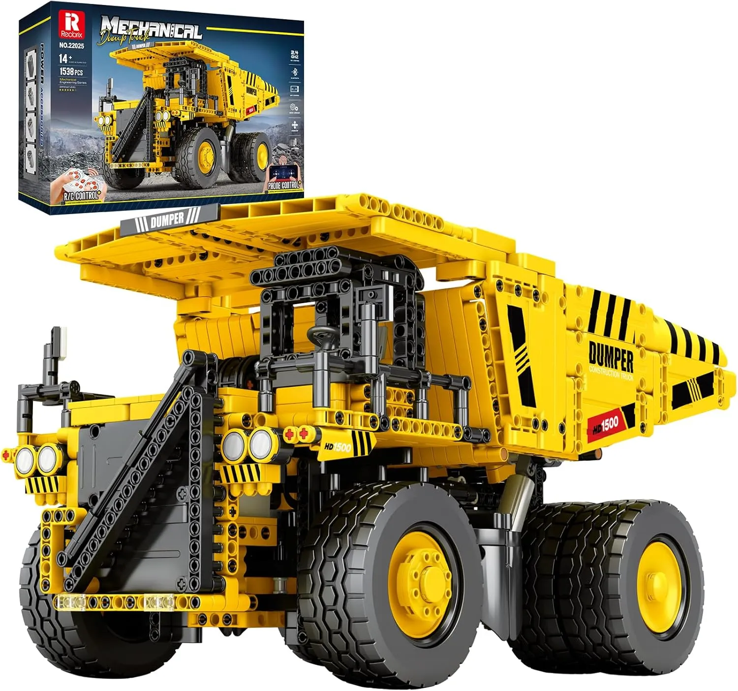 Building Set for Adults with Control Remote STEM Gifts for Boys Age 14 and up, Mining Dump Truck Collectible Model for Kids Birthday, Heavy-Duty Construction Vehicle Building Toys Kit 22025