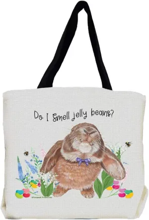 Bunny Floppy Eared Lop Eared Brown Rabbit with Flowers Tote Bag